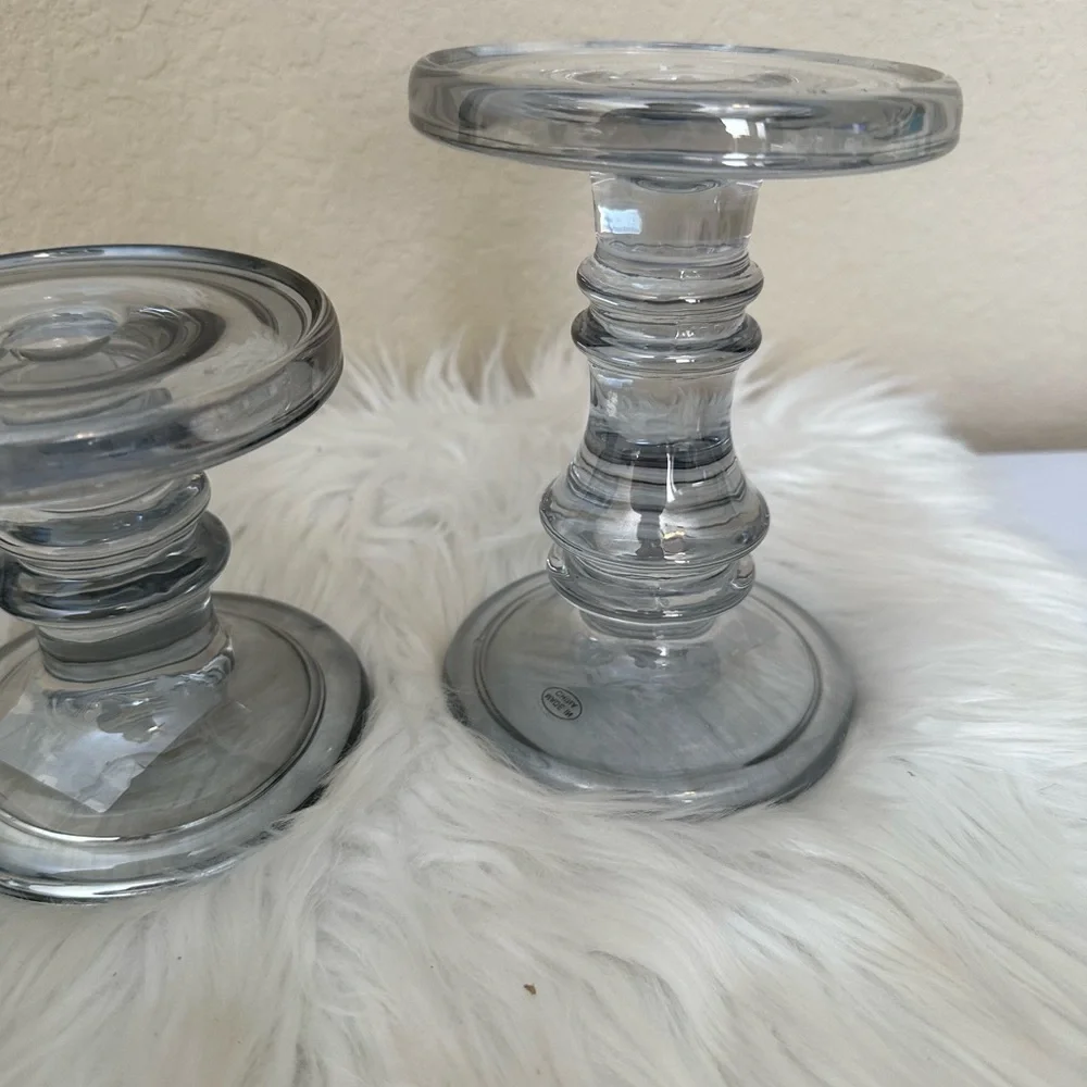 Elegant Glass Candle Holders - Set of 3